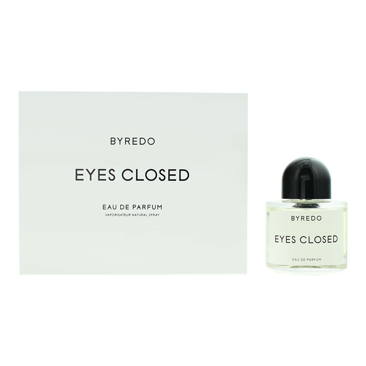 Byredo Eyes Closed Eau De Parfum 50 ml white packaging with a black cap