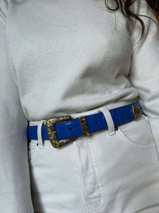 Sable Rodeo Belt – Electric Blue & Mustard/Orange