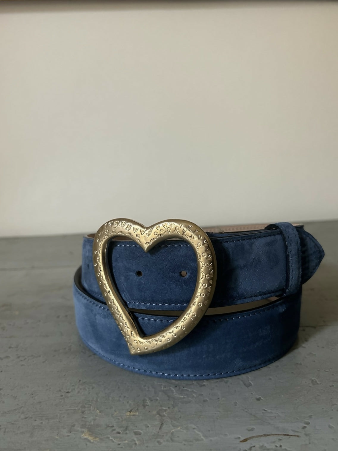 Sable The Heart Belt – Cerulean Suede & Metal Golden Buckle