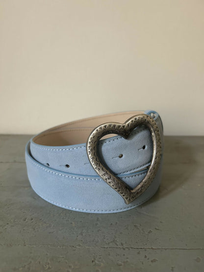 Sable The Heart Belt – Light Blue Suede & Metal Buckle