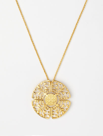 Big necklace gold plated statement medallion