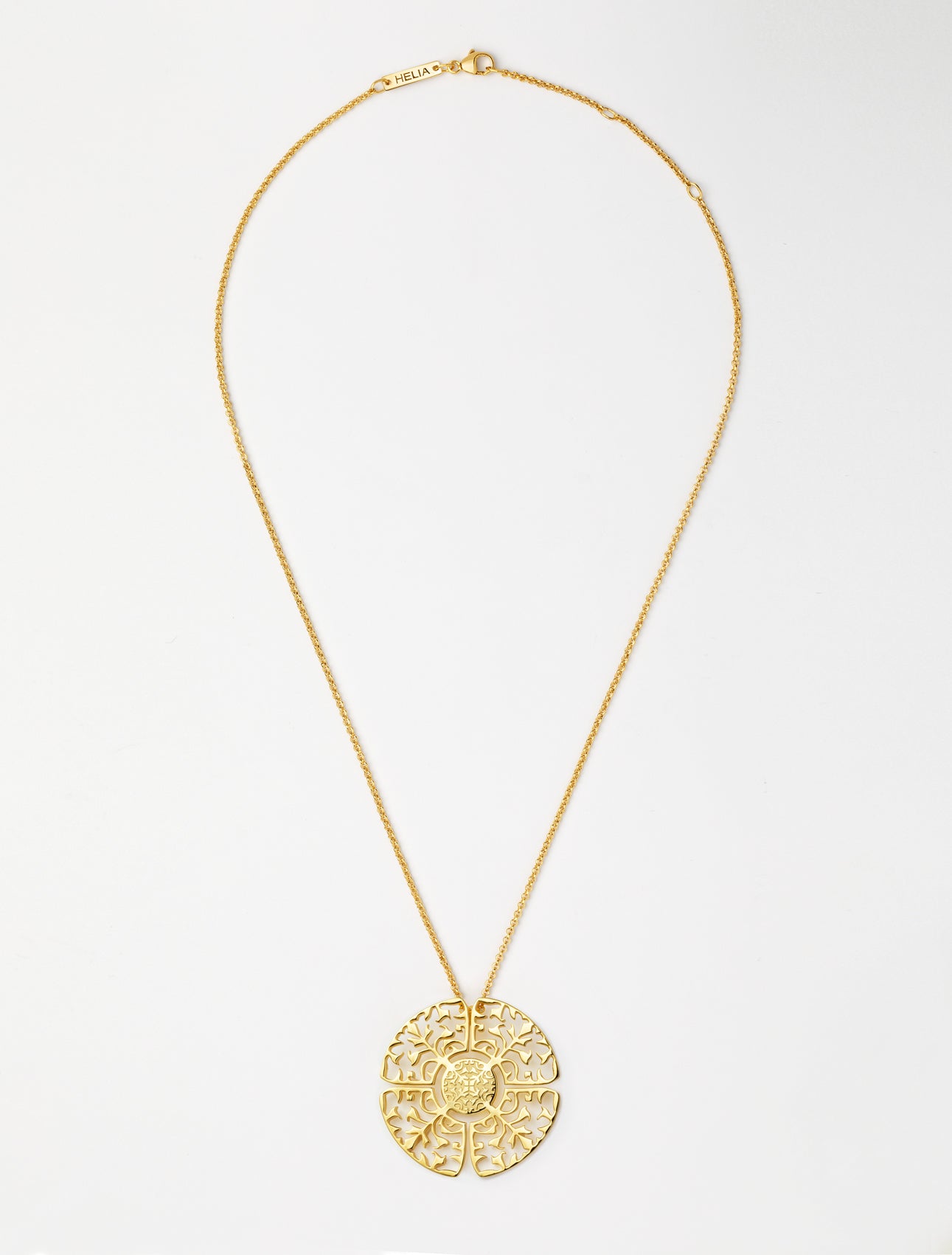 Big necklace gold plated statement medallion