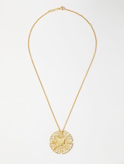 Big necklace gold plated statement medallion