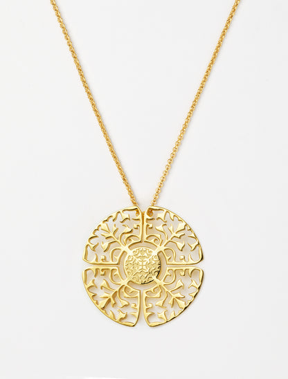 Big necklace gold plated statement medallion