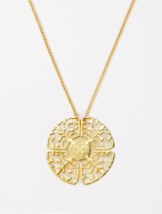 Big necklace gold plated statement medallion