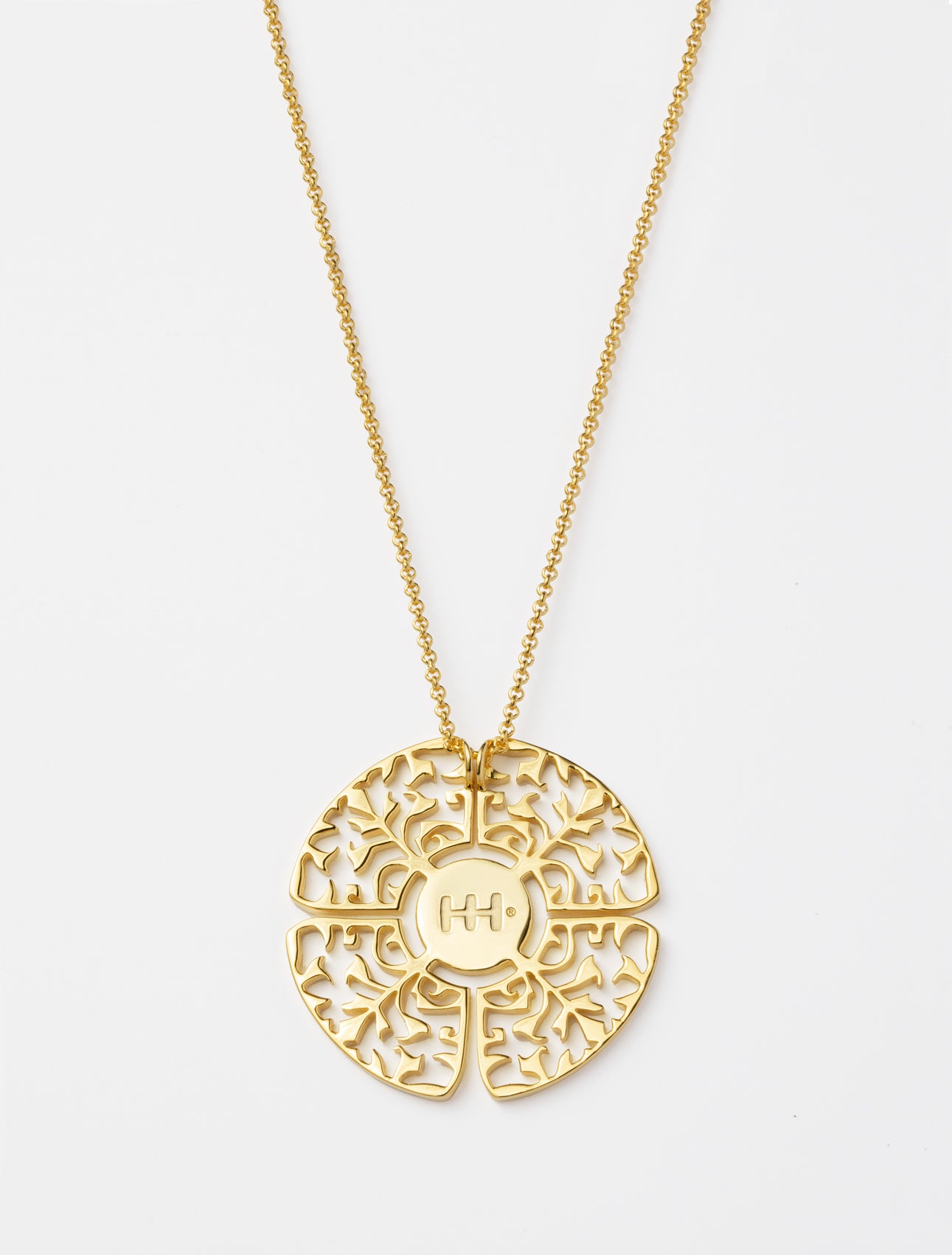 Big necklace gold plated statement medallion