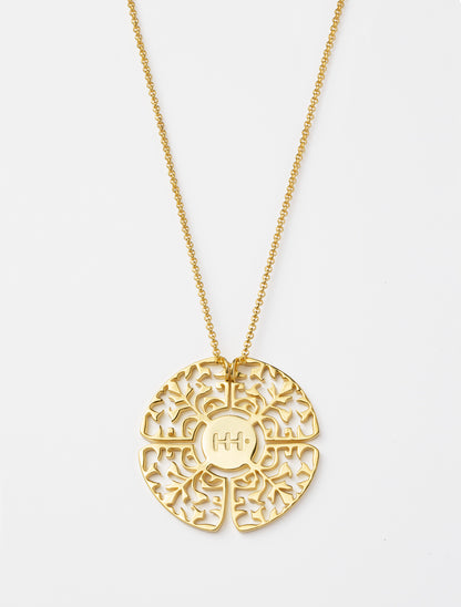 Big necklace gold plated statement medallion