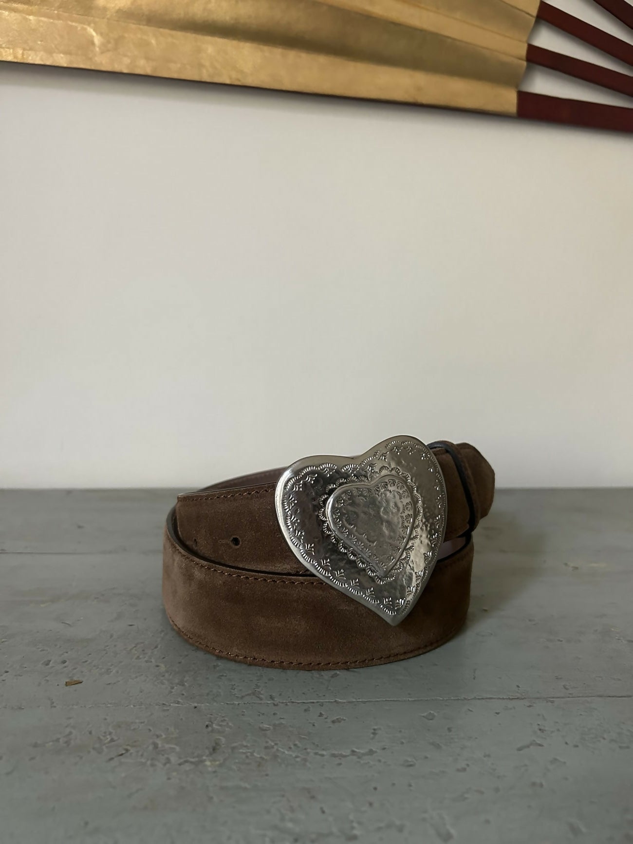 Sable The Heart Belt – Camel Suede & Metal Buckle