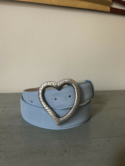 Sable The Heart Belt – Light Blue Suede & Metal Buckle