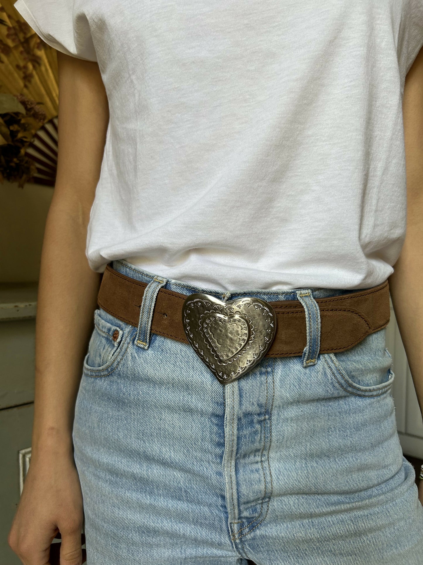 Sable The Heart Belt – Camel Suede & Metal Buckle