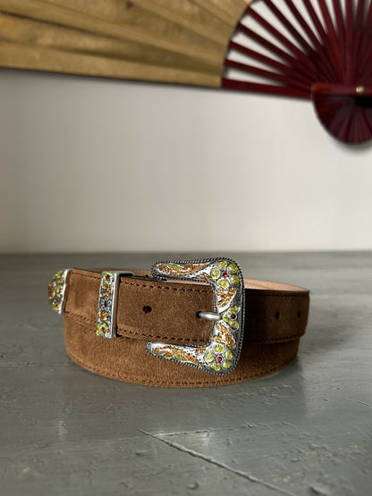 Sable Rodeo Belt – Camel Suede & Mustard/Orange