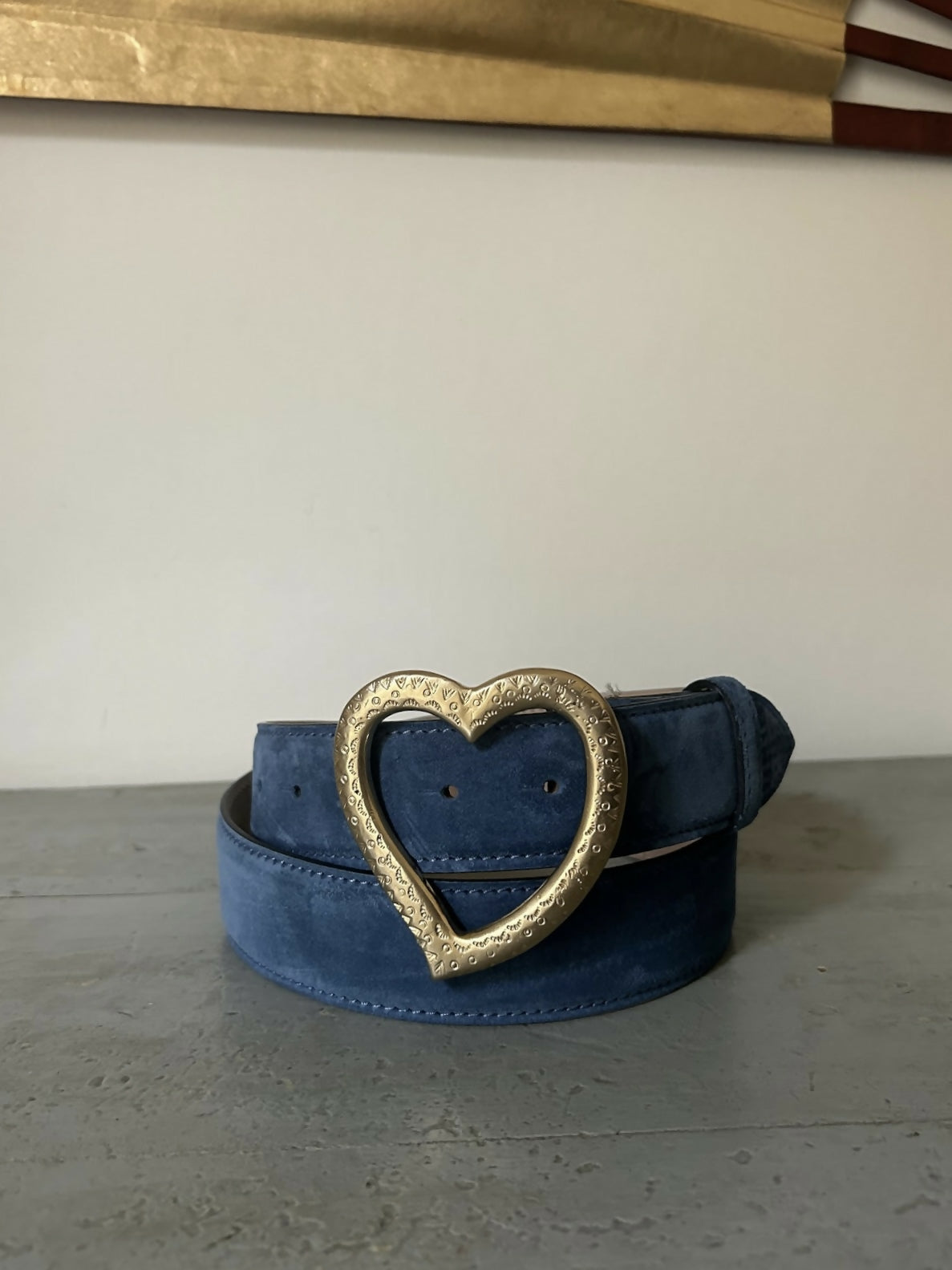 Sable The Heart Belt – Cerulean Suede & Metal Golden Buckle