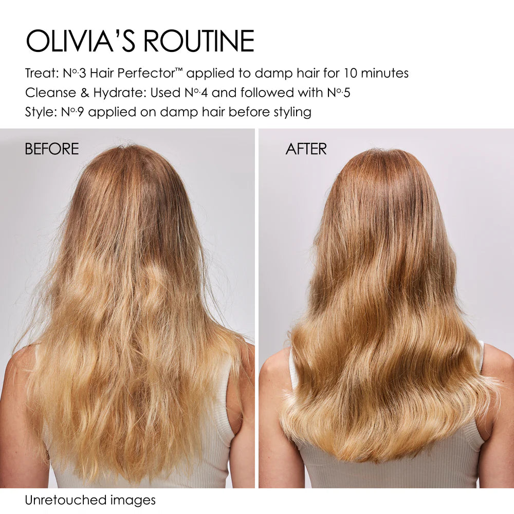 image of before after used of olaplex hair perfector n 3 wavy long blonde hair