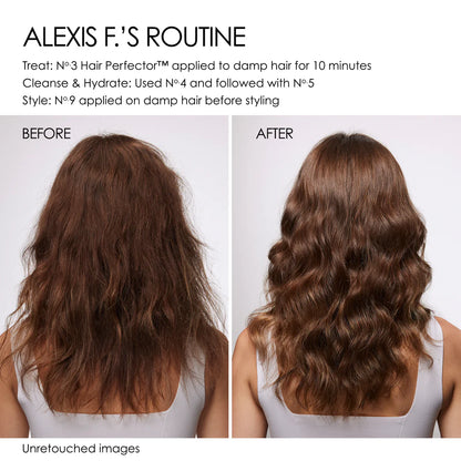 image of before after used of olaplex hair perfector n 3 wavy long brown hair