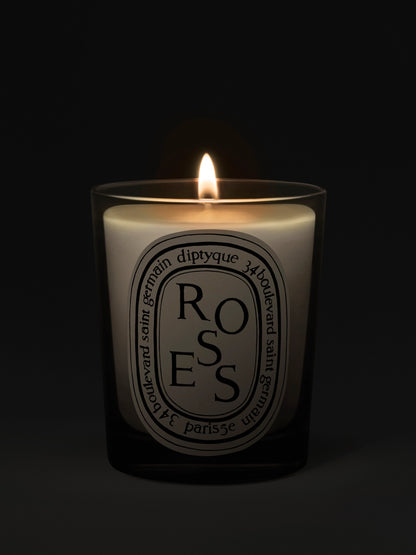 Diptyque Roses Scented Candle 190 g in darkness