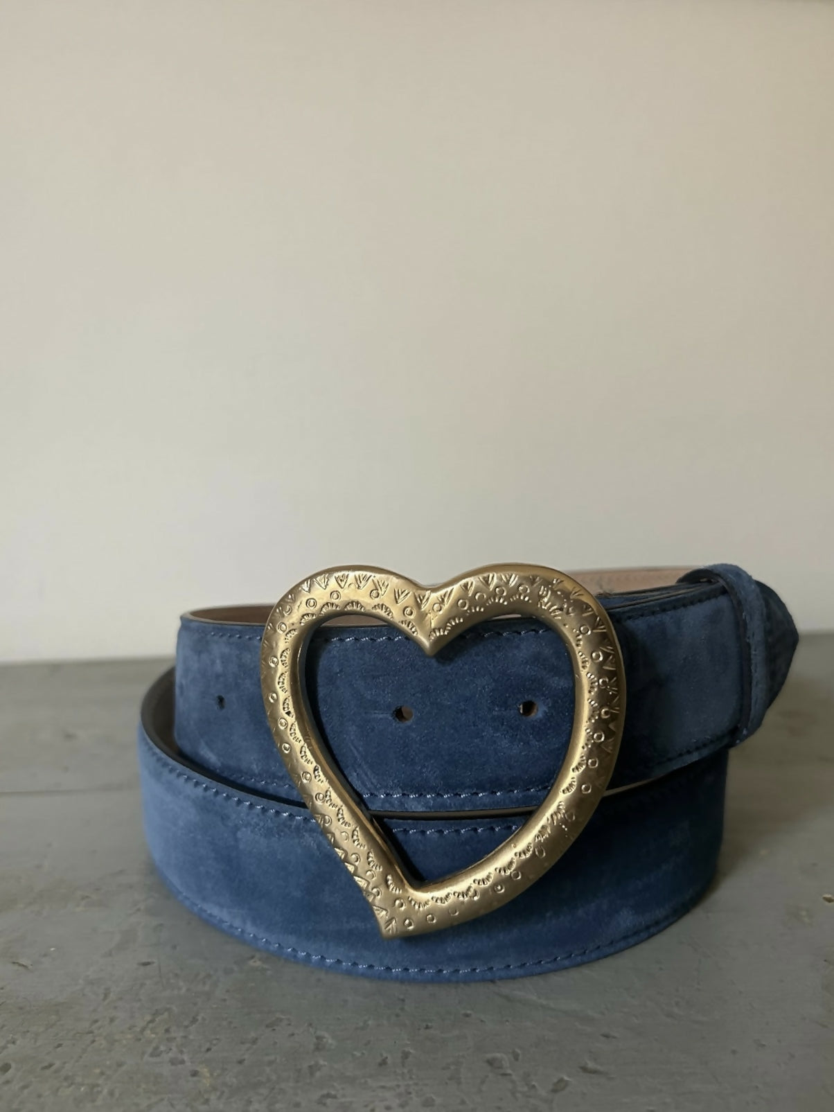 Sable The Heart Belt – Cerulean Suede & Metal Golden Buckle