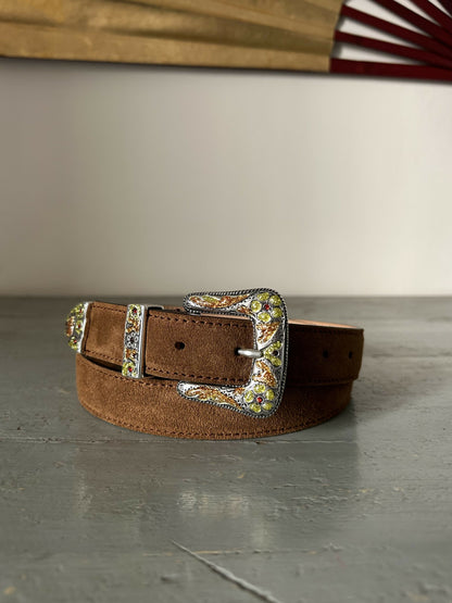 Sable Rodeo Belt – Camel Suede & Mustard/Orange