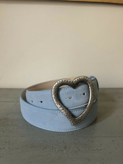 Sable The Heart Belt – Light Blue Suede & Metal Buckle