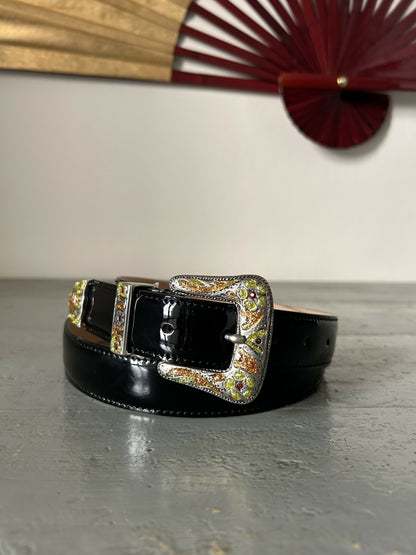 Sable Rodeo Belt – Black Patent Leather & Mustard/Orange